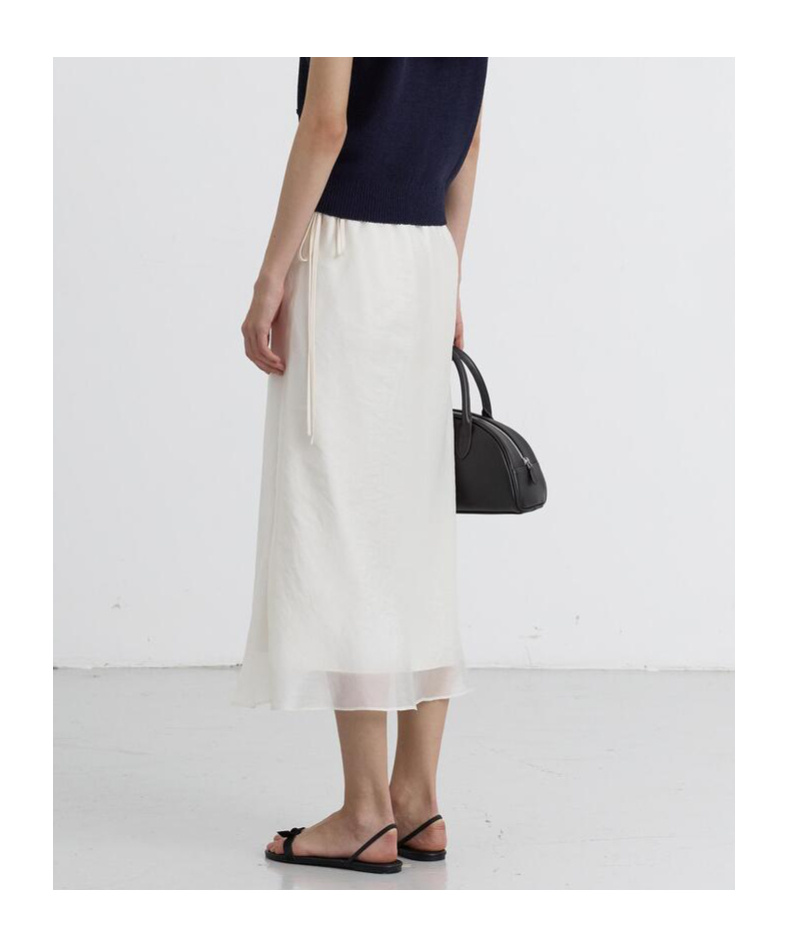 Dunst White Skirt With Side Knot Closure And Semi-transparent Hem In Viscose Woman