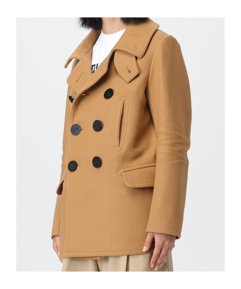 Dsquared2 Long-sleeved Double-breasted Coat In Brown