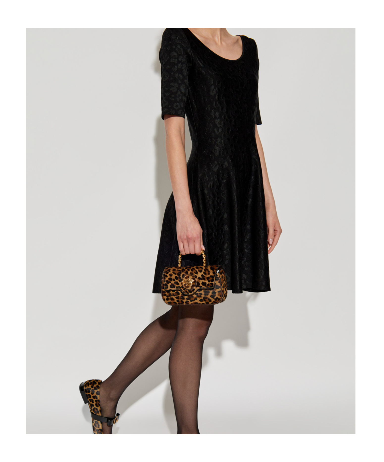 Versace Jacquard Knit Mini-dress In Black