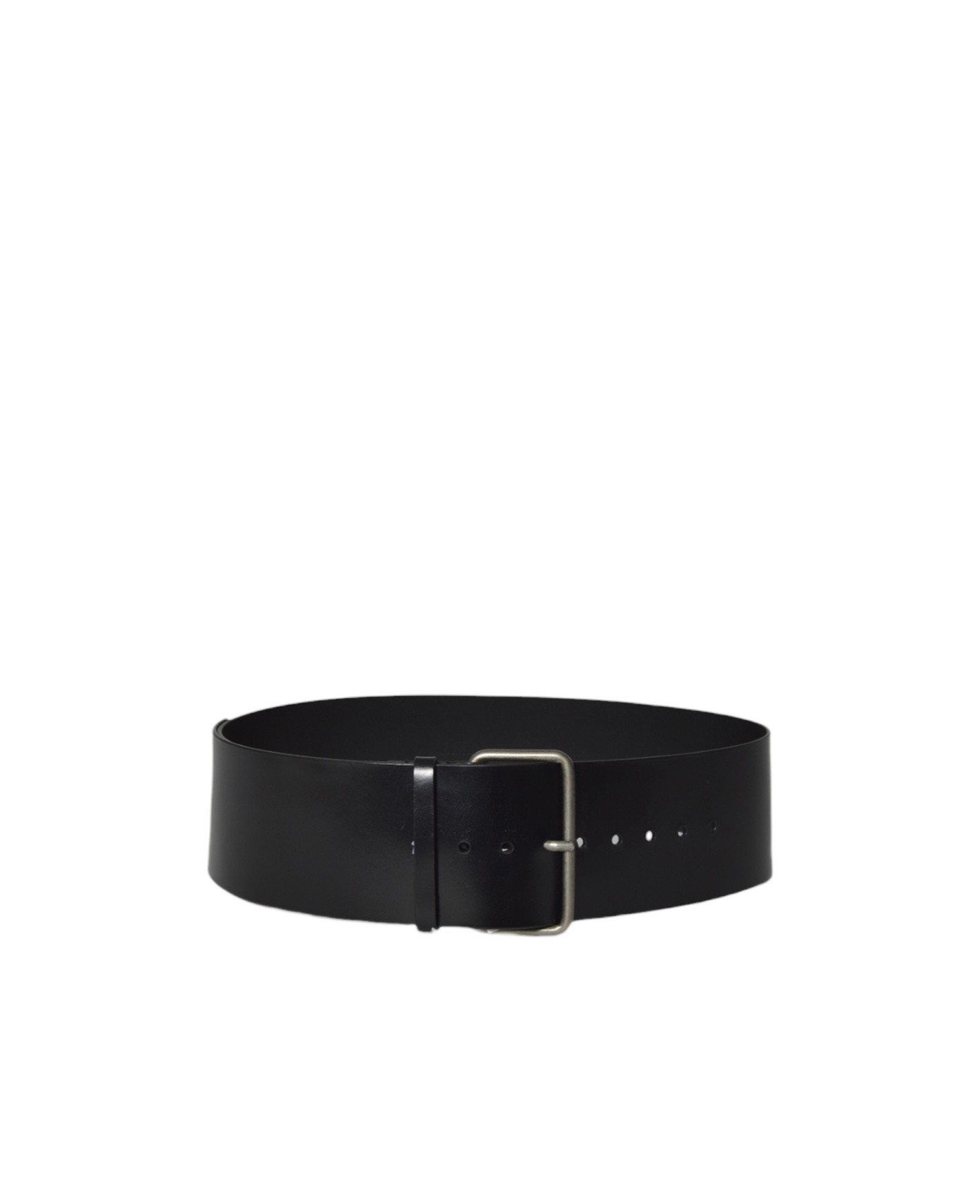 Ann Demeulemeester High-waisted Brushed Leather Belt With Vintage-effect Buckle In Black
