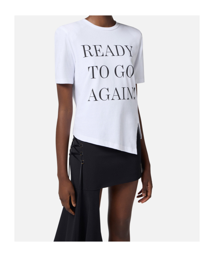Elisabetta Franchi Lettering Cotton T-shirt In White