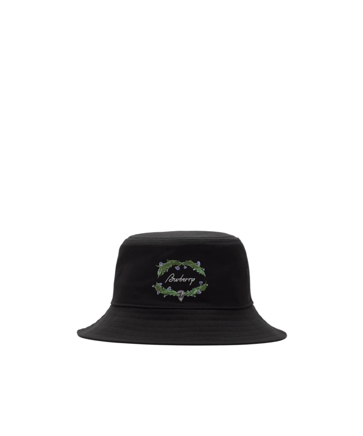 Burberry Embroidered Logo Bucket Hat In Black
