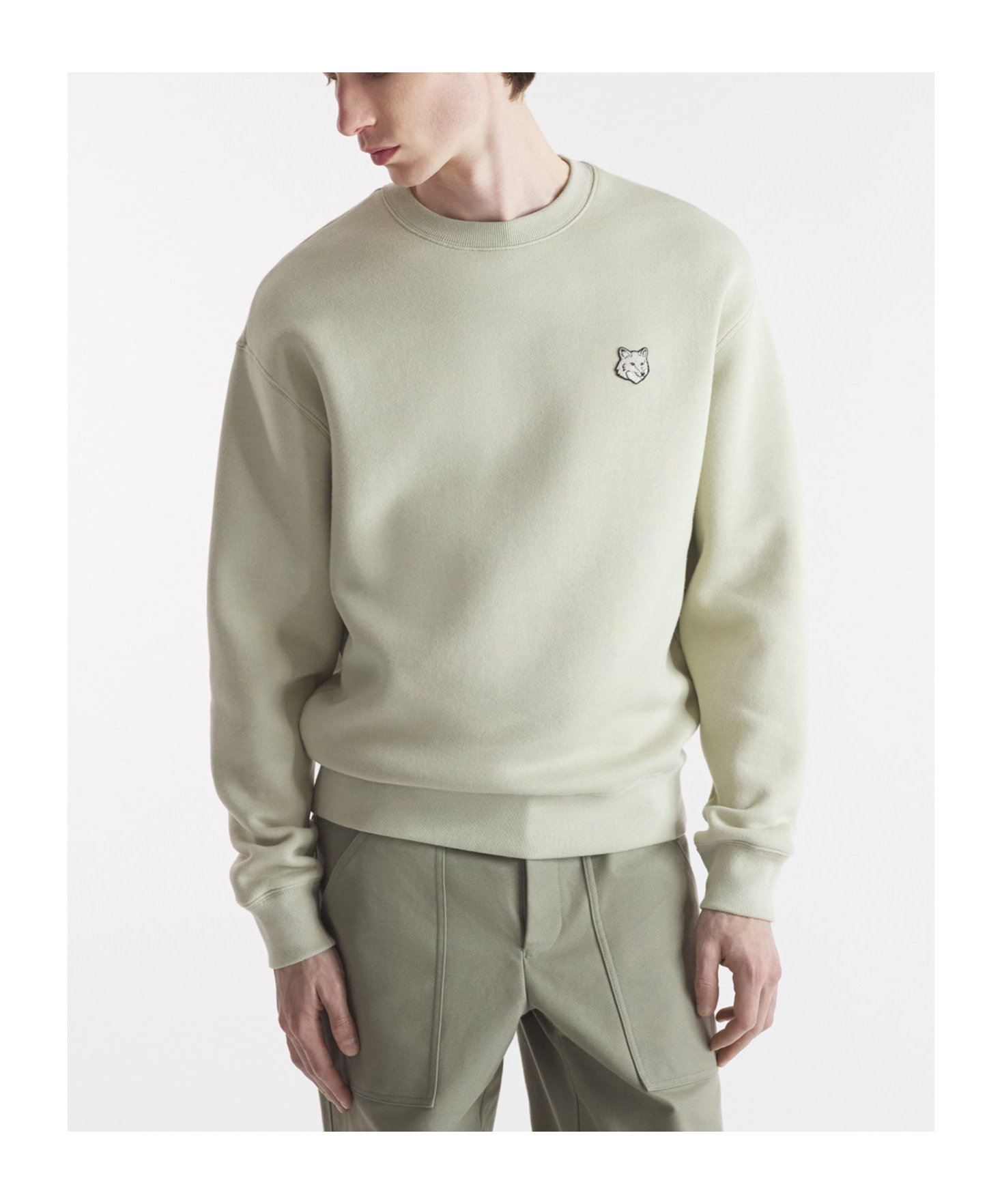 Maison Kitsuné Bold Fox Head Patch Comfort Sweatshirt In White