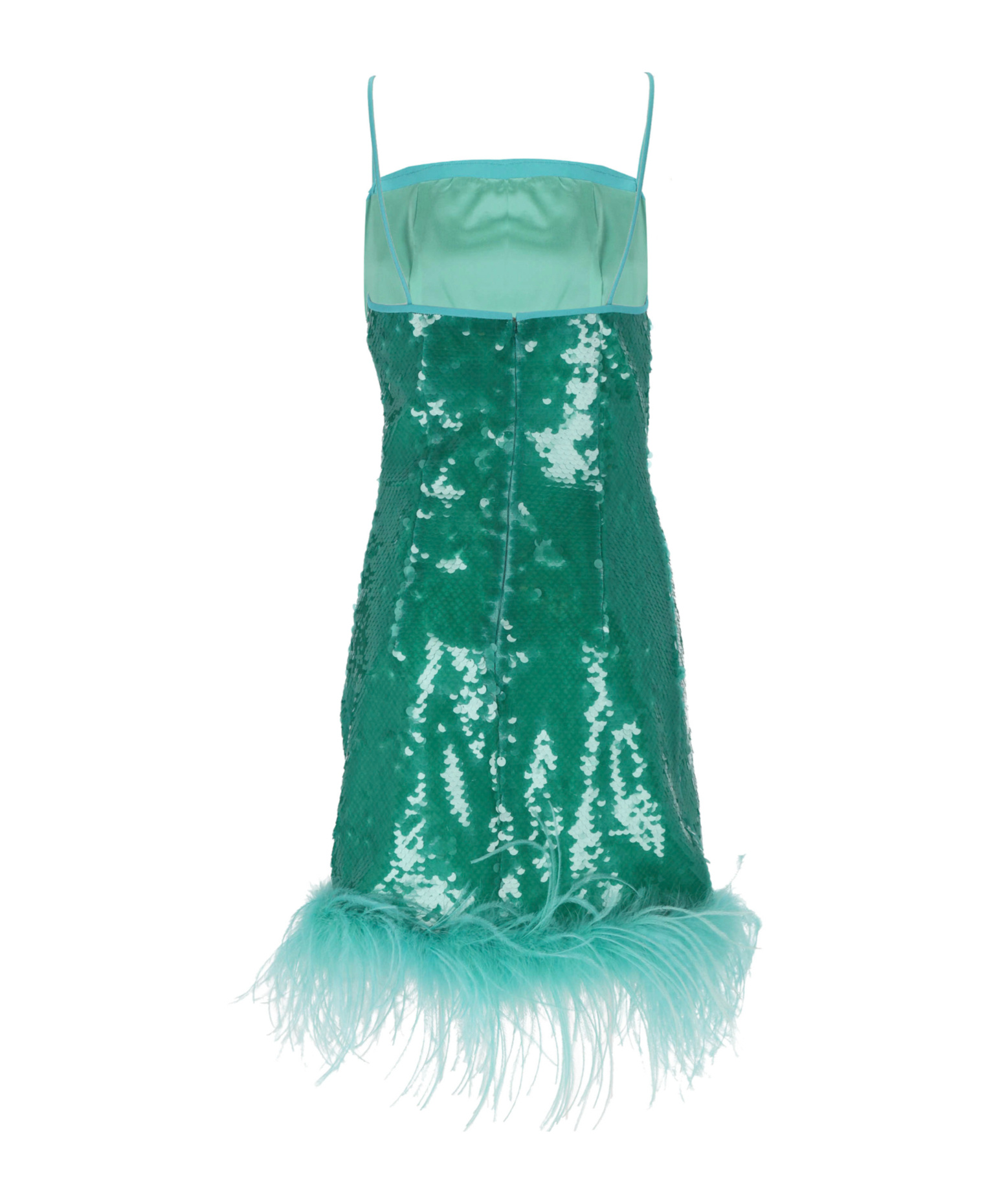 Giuseppe Di Morabito Feather-trimmed Sequin Embellished Sleeveless Dress In Green