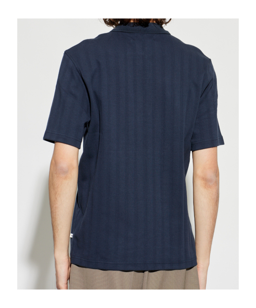 Samsoe & Samsoe Samsoe Samsoe Cotton Zip-up Saolli Polo Shirt In Blue