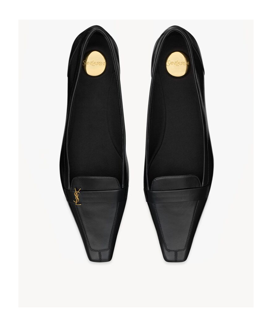 Saint Laurent Smooth Leather Ballet Shoes In Black