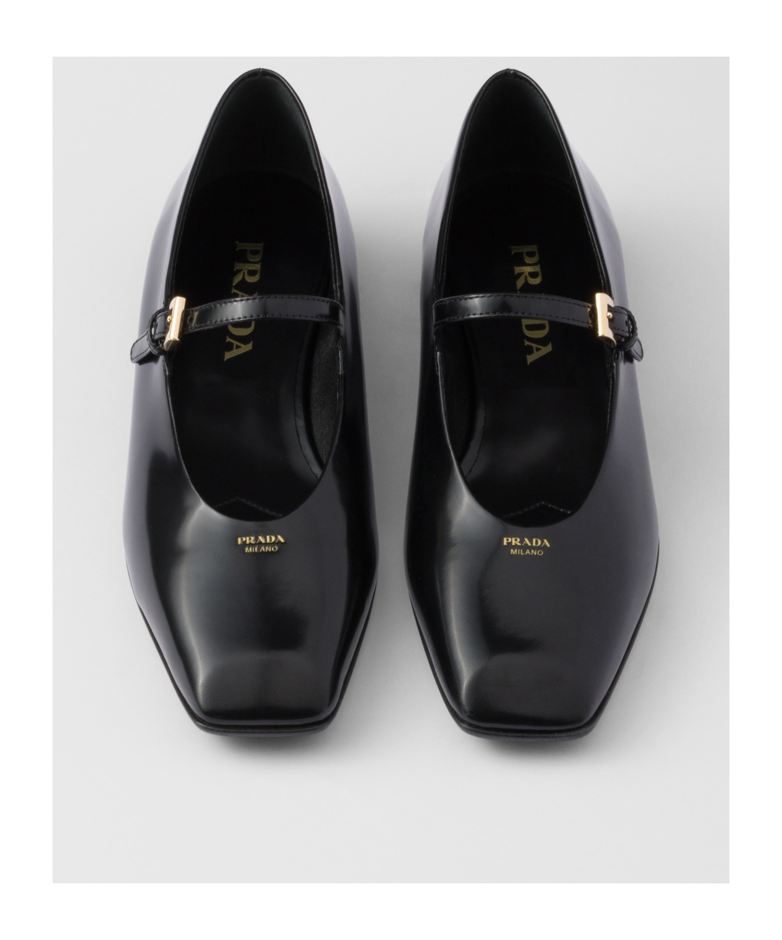 Prada Mary-jane Leather Ballet Flats In Black