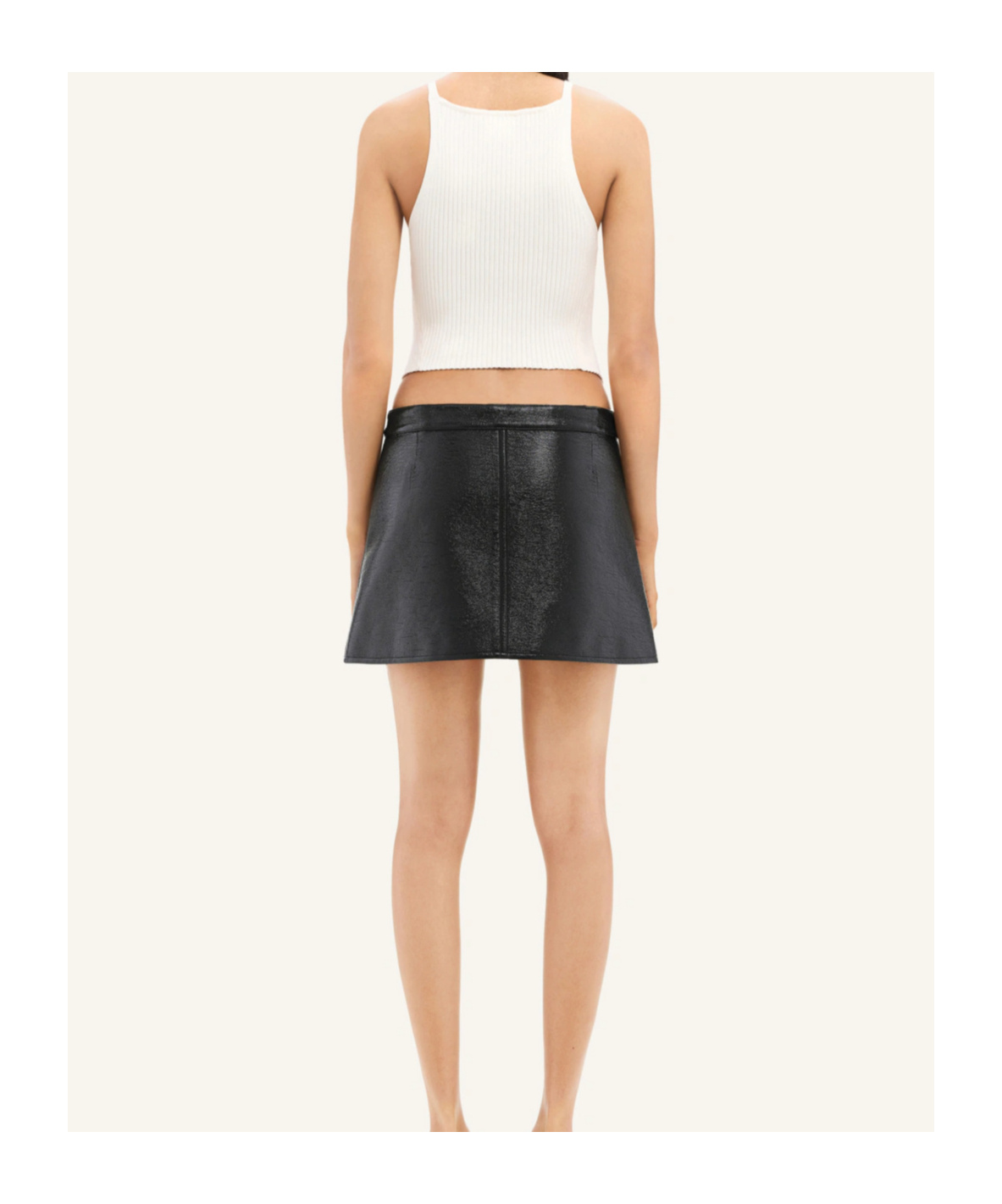 Courrèges Vintage Leather Mini Skirt In Black