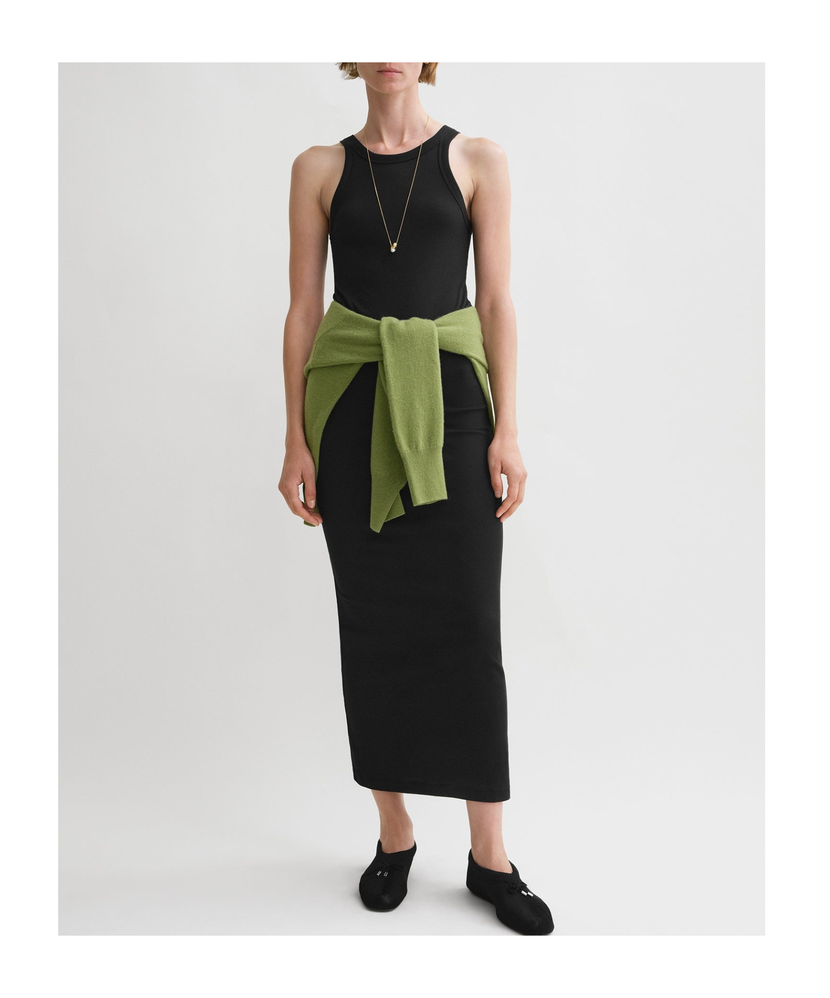 Shop Totême Sleeveless Organic Cotton Maxi Dress In Black