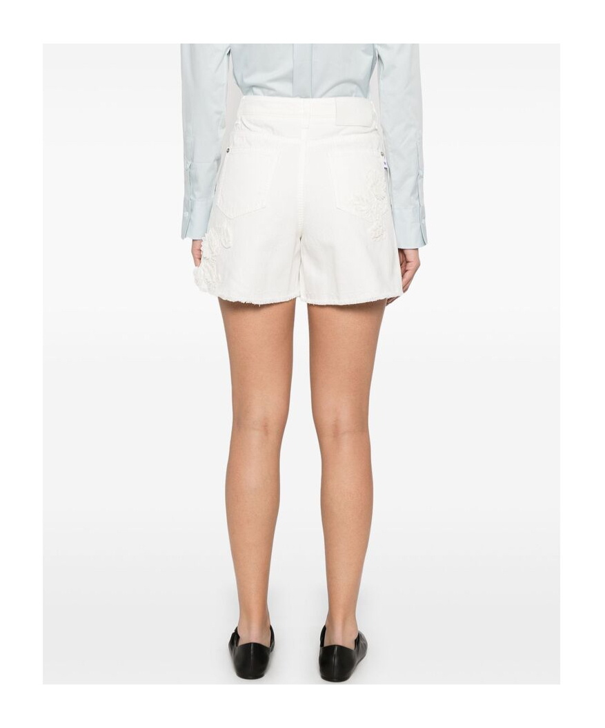Ermanno Scervino Bermuda Shorts Frayed Hem Detail In White