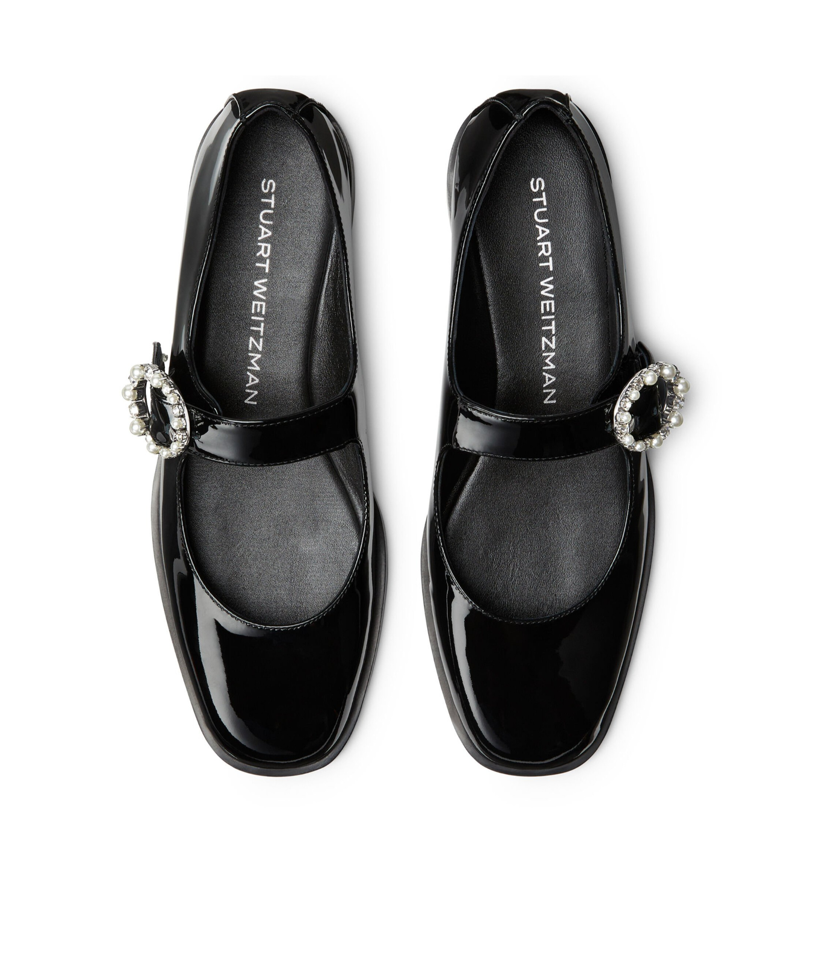 Stuart Weitzman Loralei Patent Mary Jane Ballerina Flats In Black