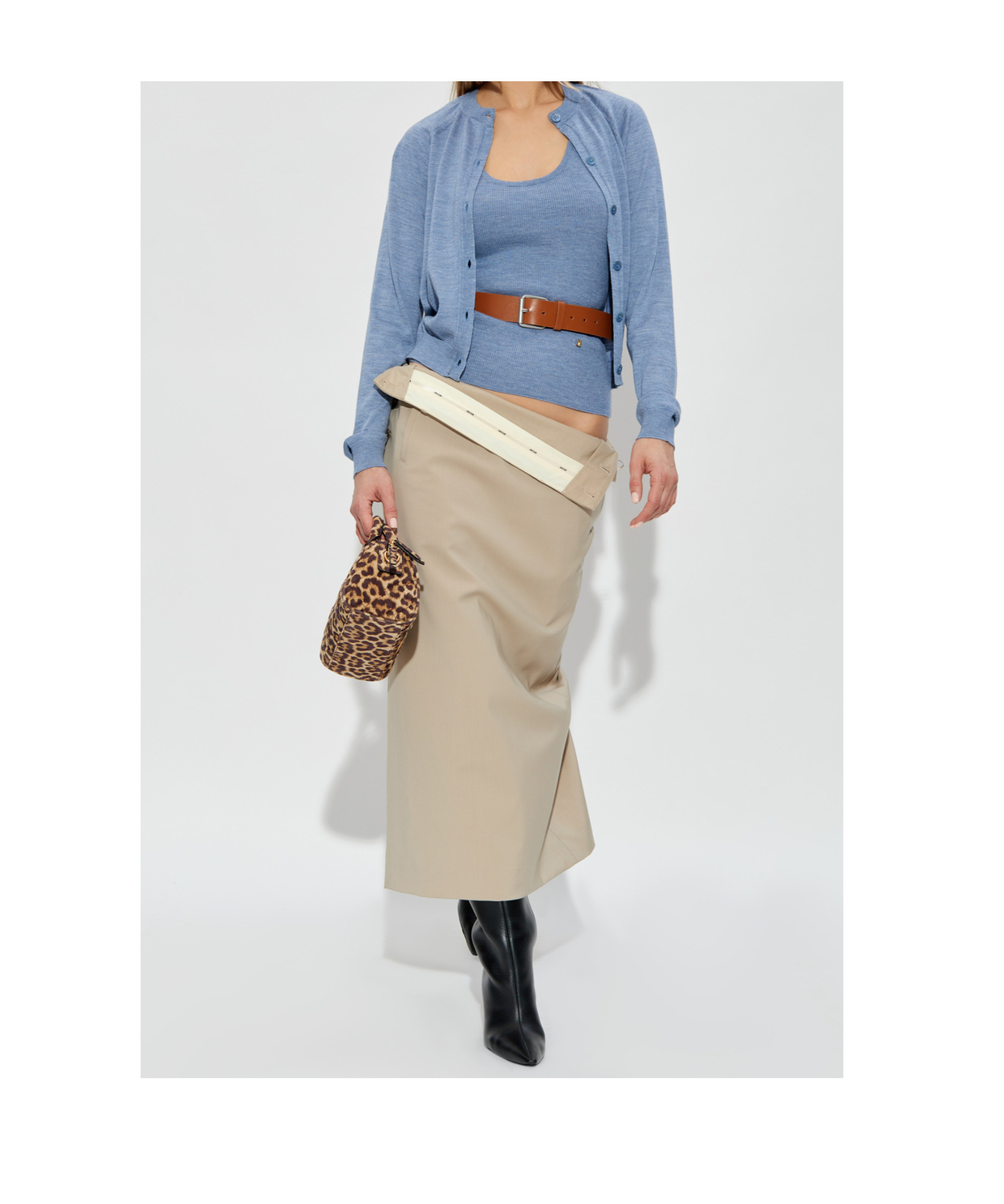 Moschino Virgin Wool Cut-out Cardigan In Blue