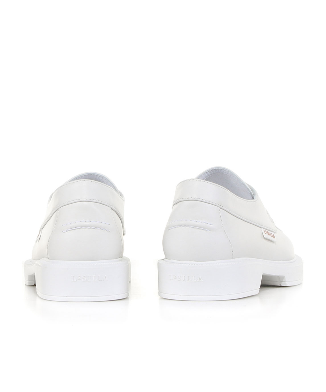 Le Silla Tonal Leather Loafers In White