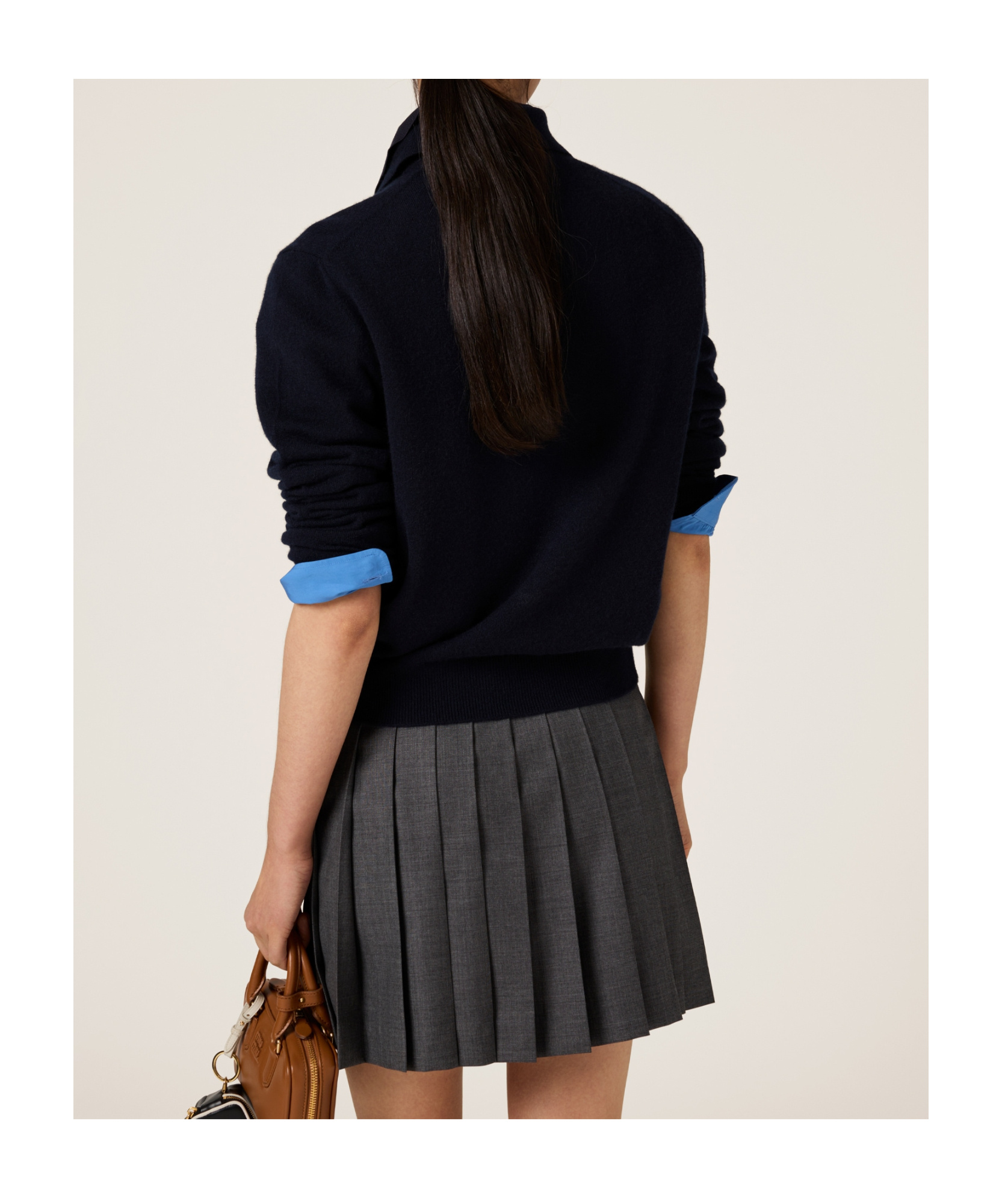 Miu Miu Cashmere Polo Sweater In Blue