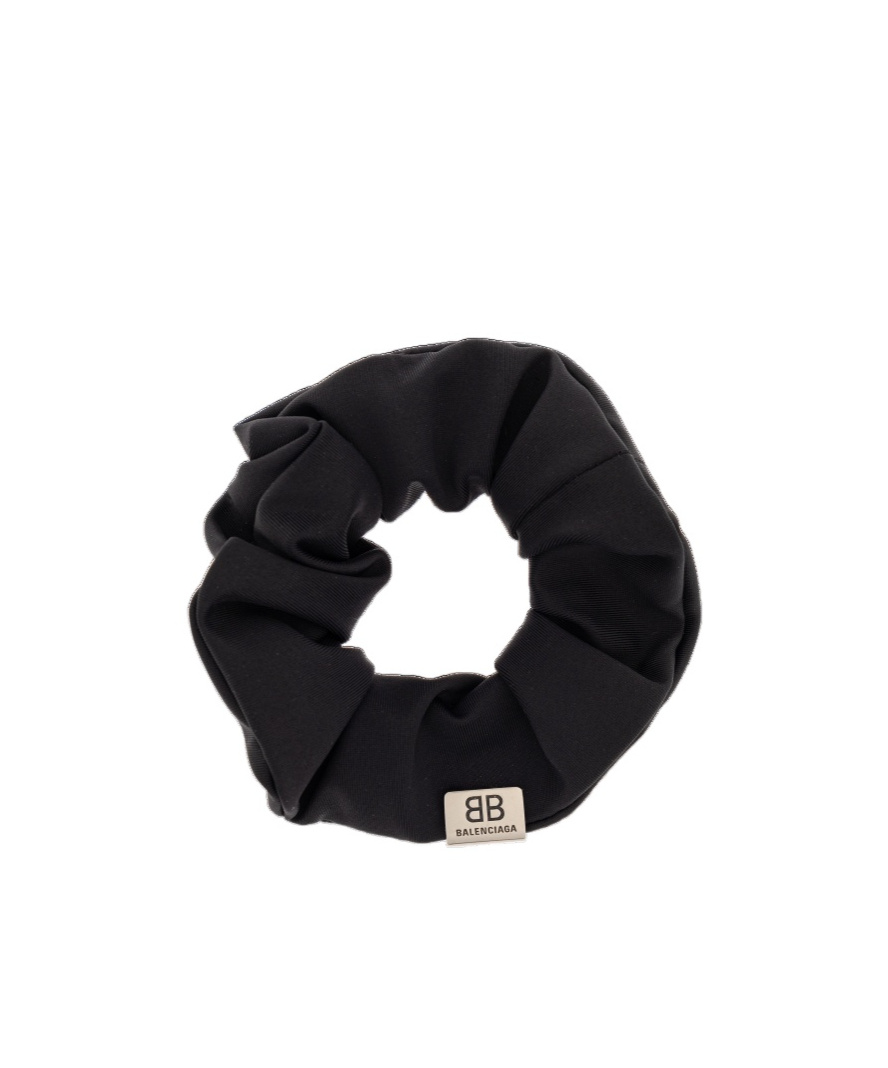 Balenciaga Small Holli Nylon Blend Scrunchie In Black