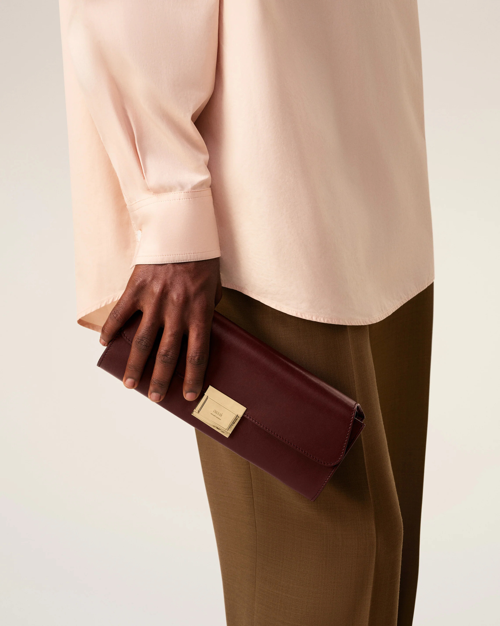 Ami Alexandre Mattiussi Flap Shoulder Bag In Brown