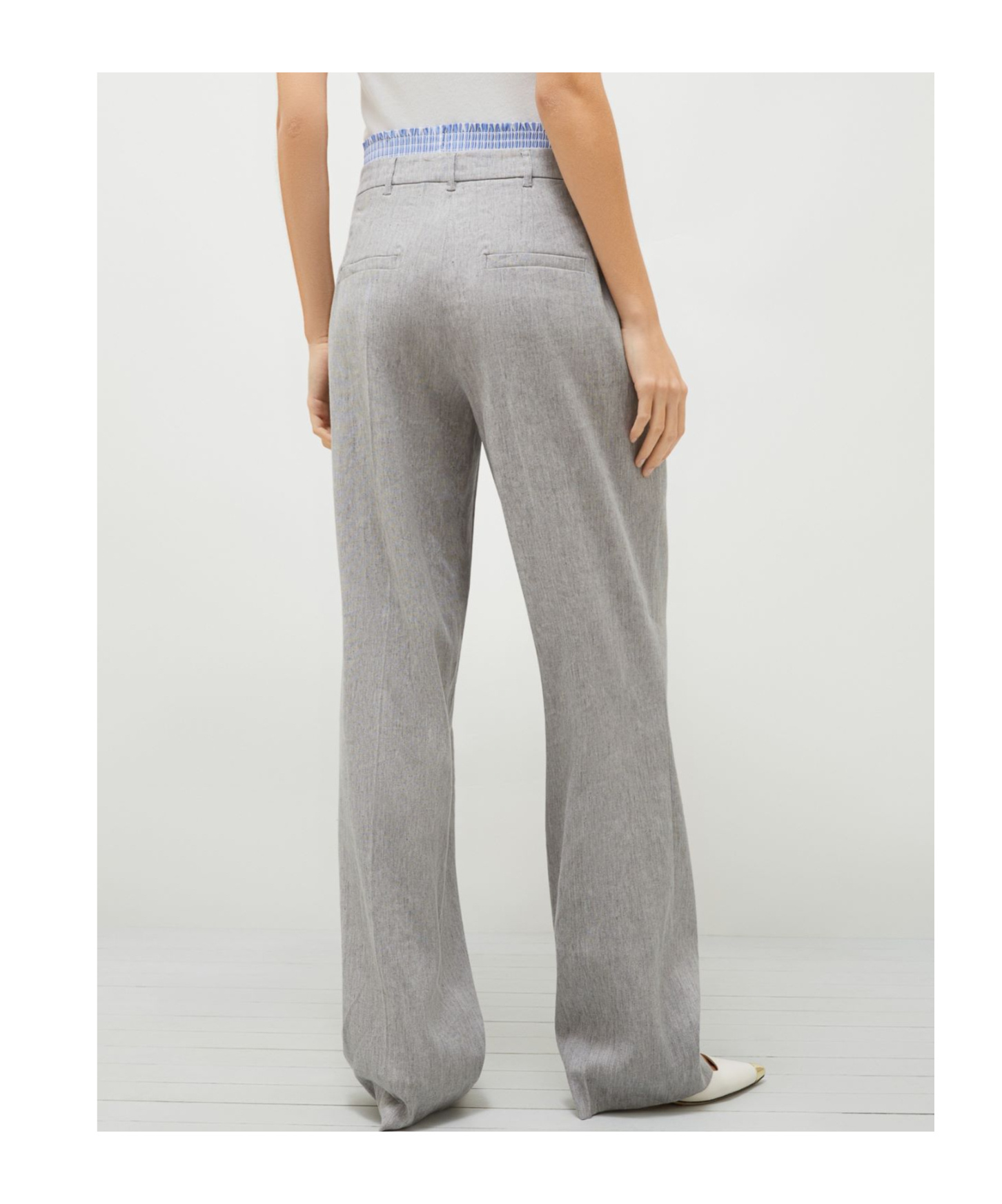 Marella Stretch Linen-blend Trousers In Gray