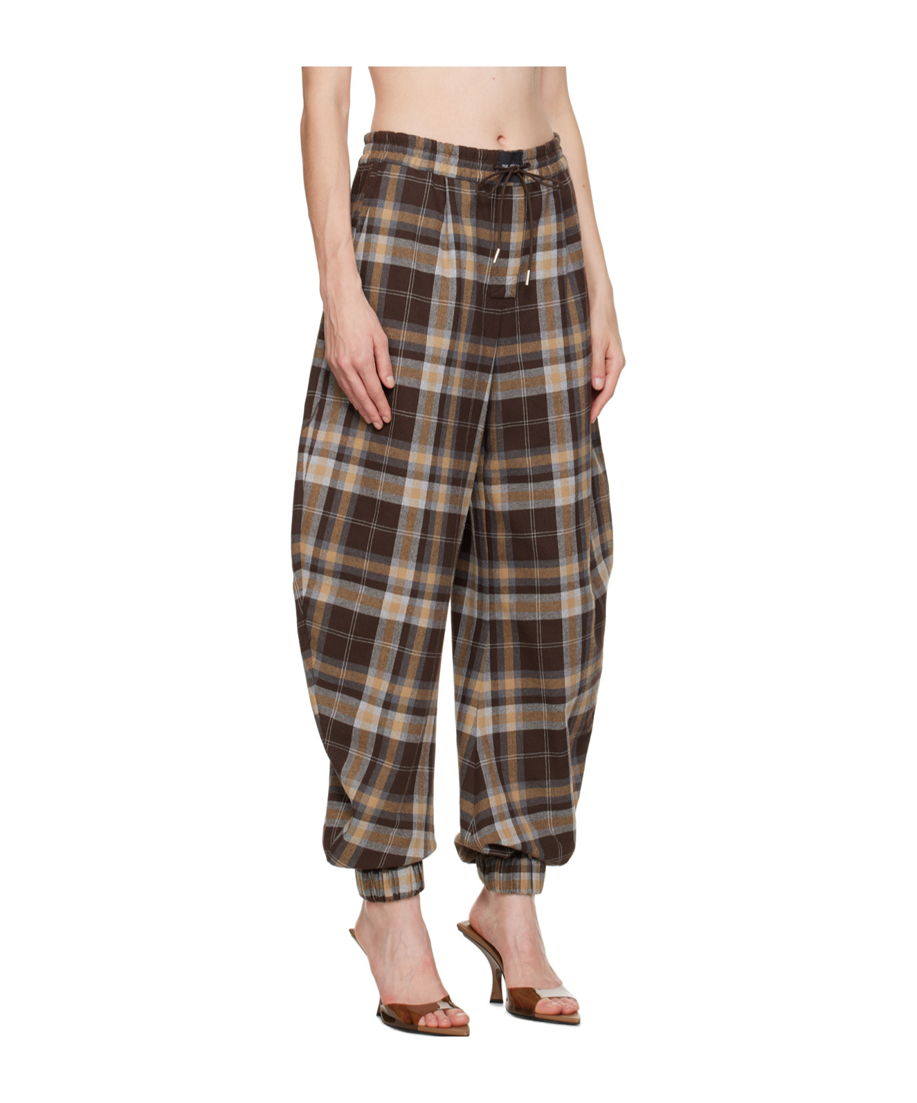 Attico Checked Cotton-blend Track Pants In Black