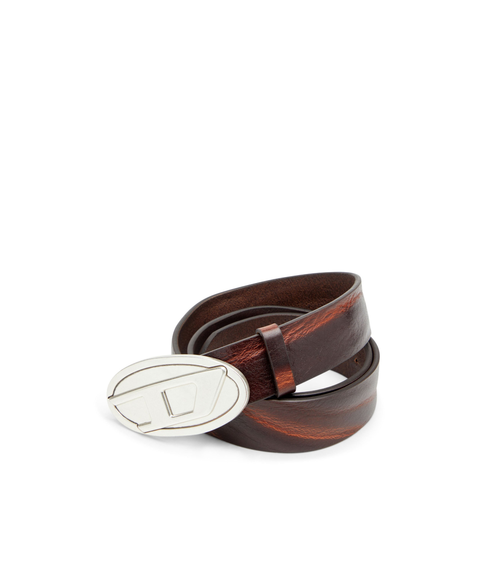 Diesel 4cm Belt In Waxed Leather In Brown