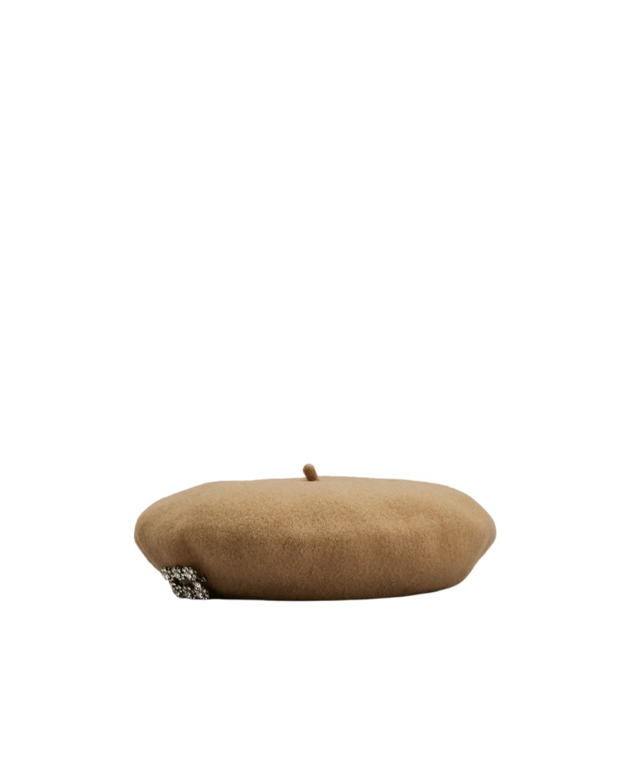 Roger Vivier Efflorescence Beret In Wool In Brown