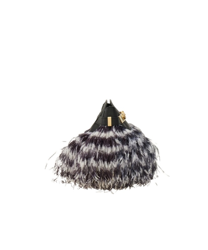 Ferragamo Hug Soft Crossbody Bag With Feathers In White/black