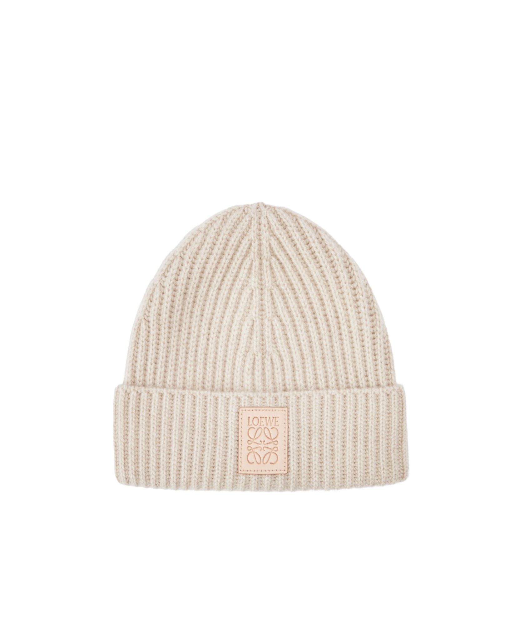 Loewe Logo Knitted Hat In Nude