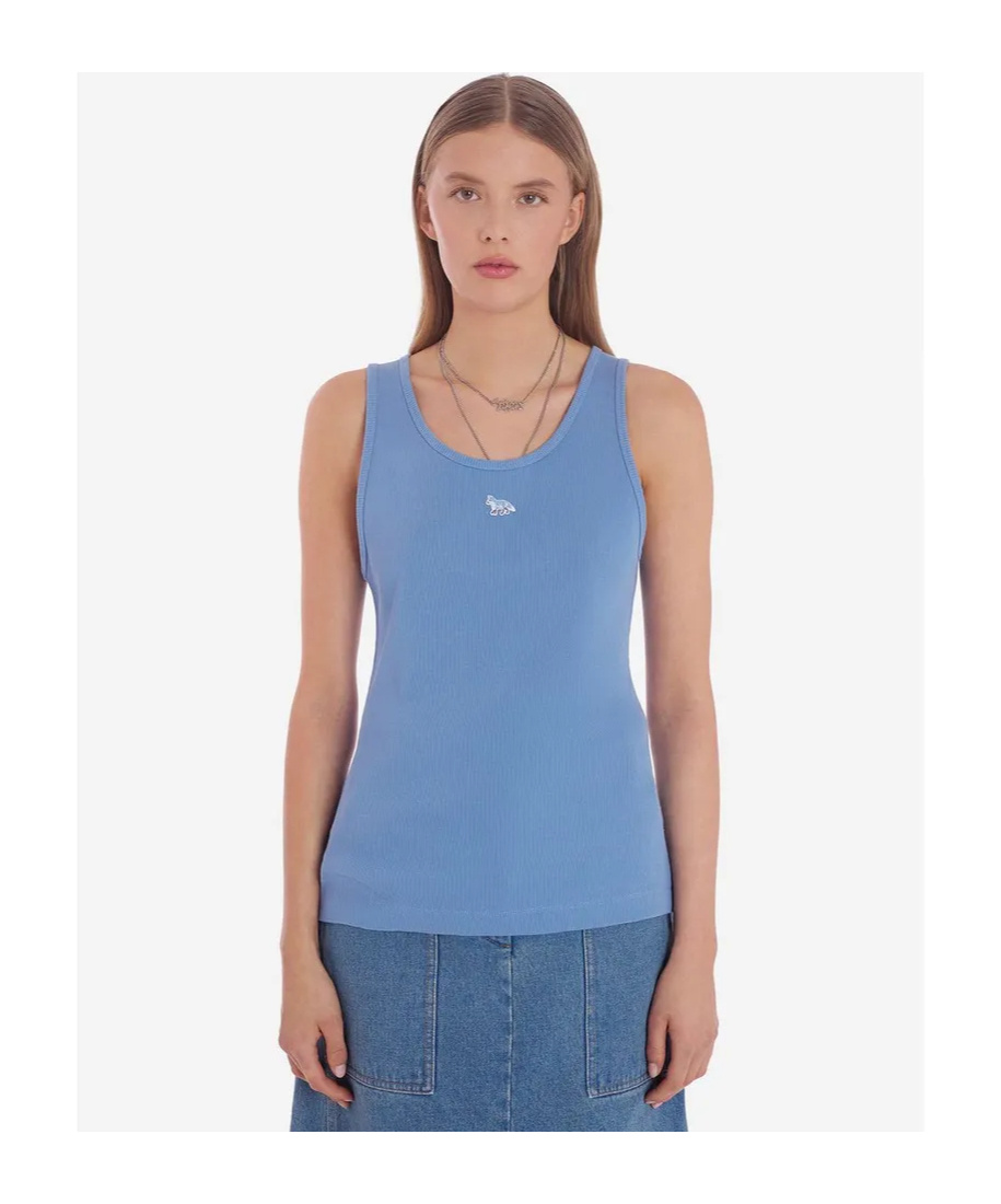 MAISON KITSUNÉ LOGO-EMBROIDERED COTTON TANK TOP