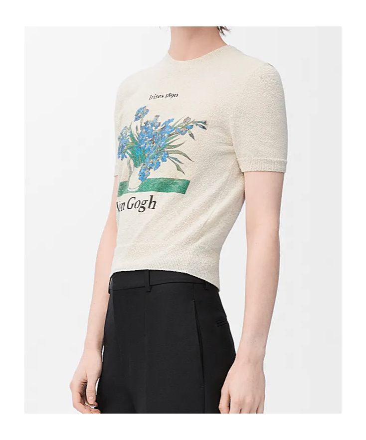 Loewe Van Gogh Short Sleeve Sweater In White/multicolor