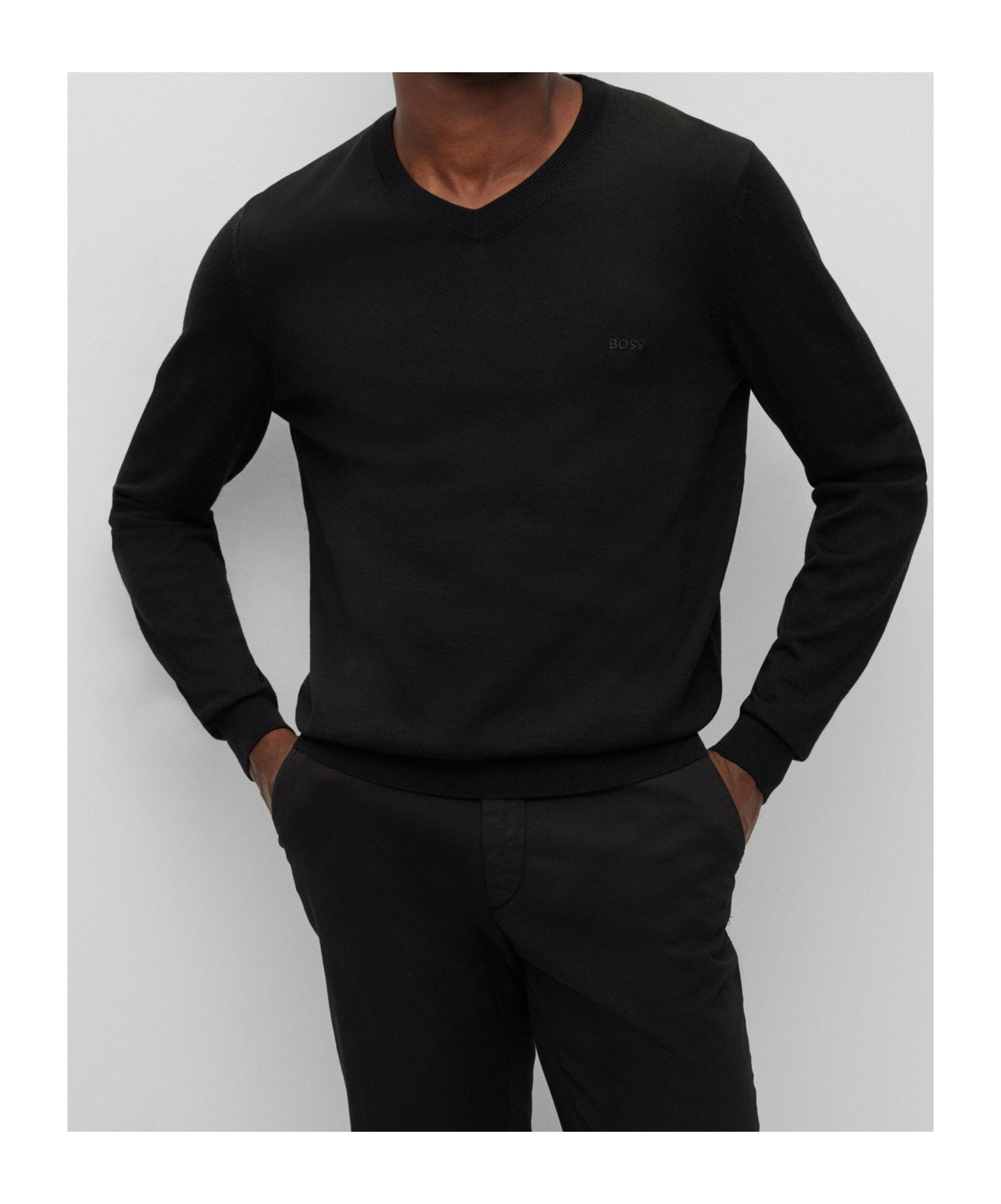 Hugo Boss Cotton-jersey Regular-fit Sweatshirt With Embroidered Logo In Black