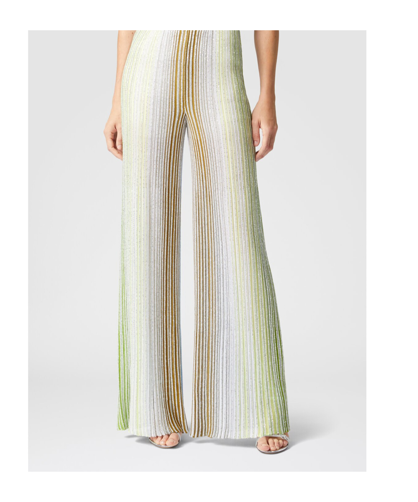 Missoni Sequined Striped Wide-leg Pants In White