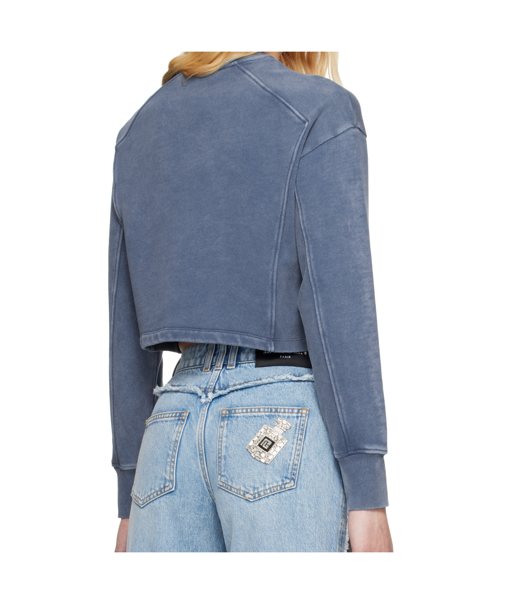 Balmain Couture Embroidered Sweatshirt In Blue