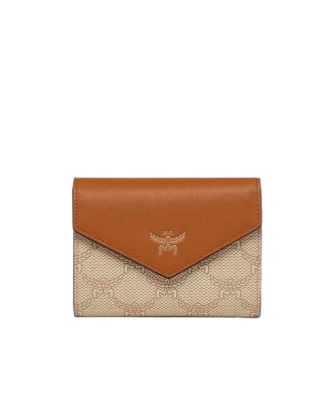 Mcm Printed Canvas Wallet In Brown