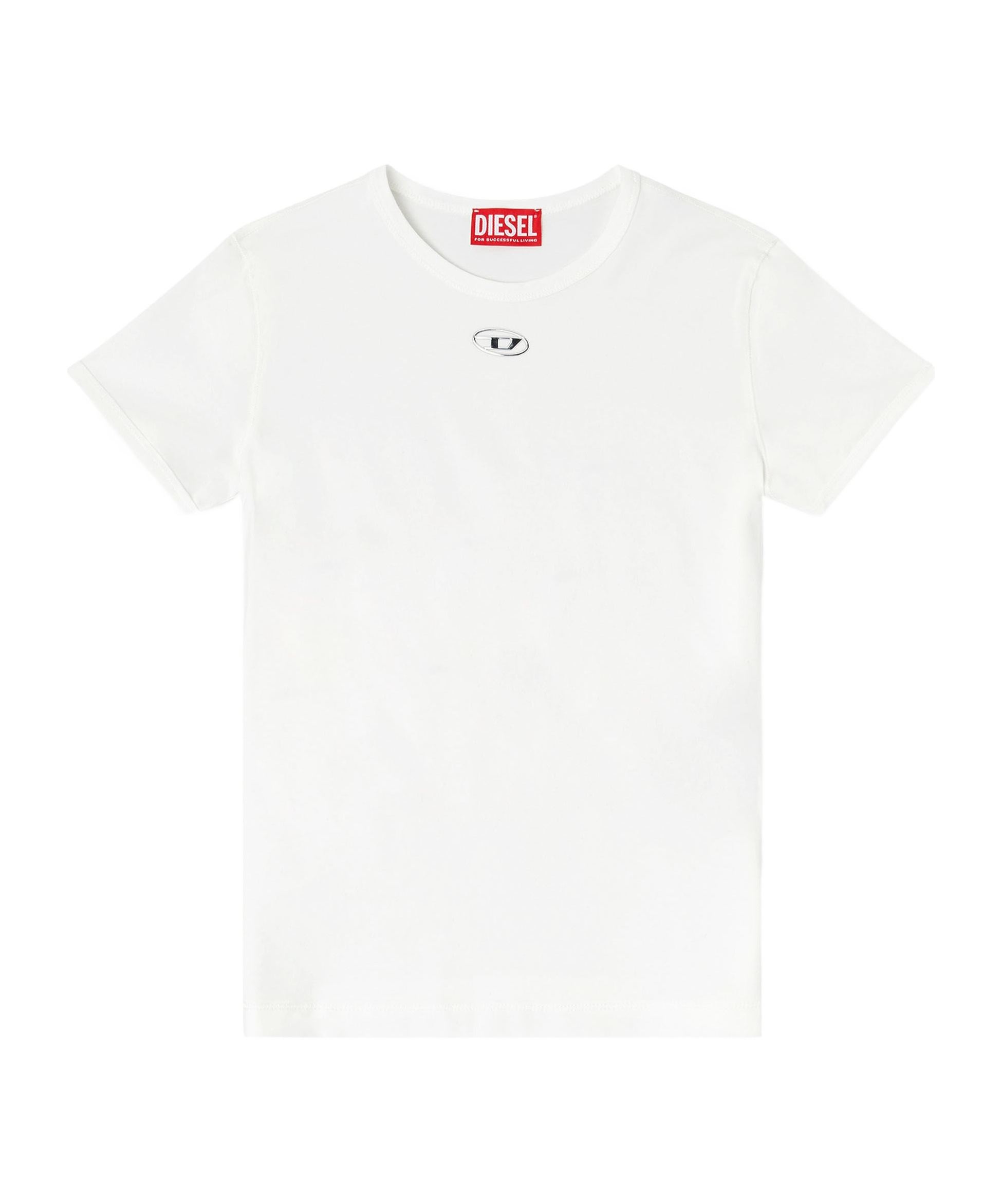 Diesel T-uncutieslong-od Metallic Oval D T-shirt In Red