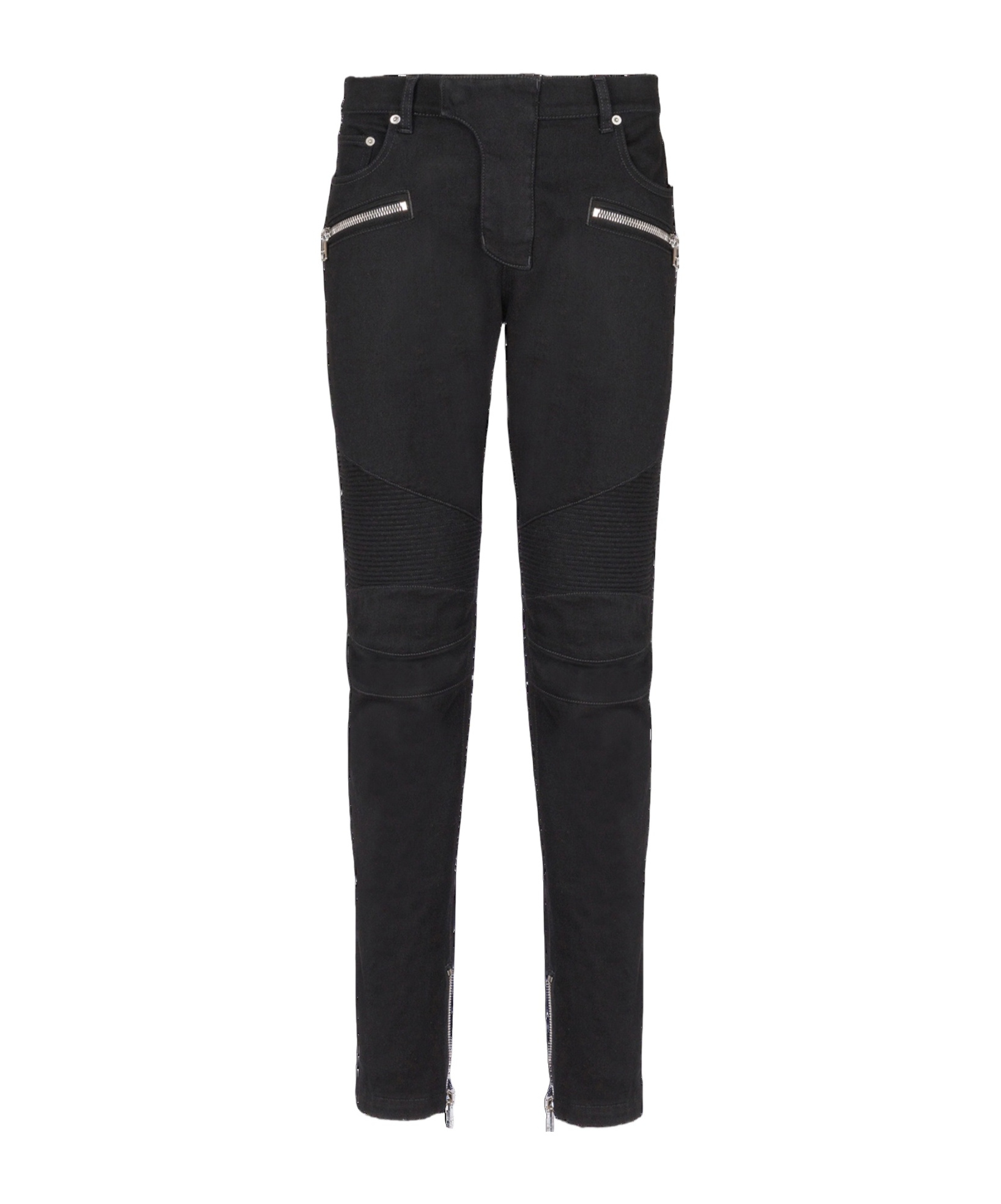 Shop Balmain Slim-fit Biker Jeans In Black Denim