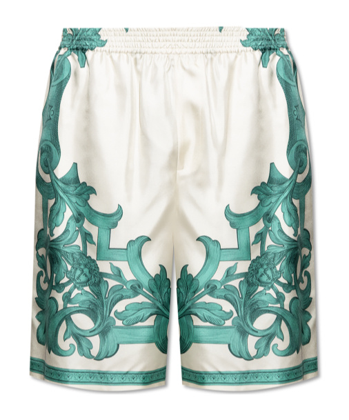 Versace Architectural Baroque Print Silk Shorts