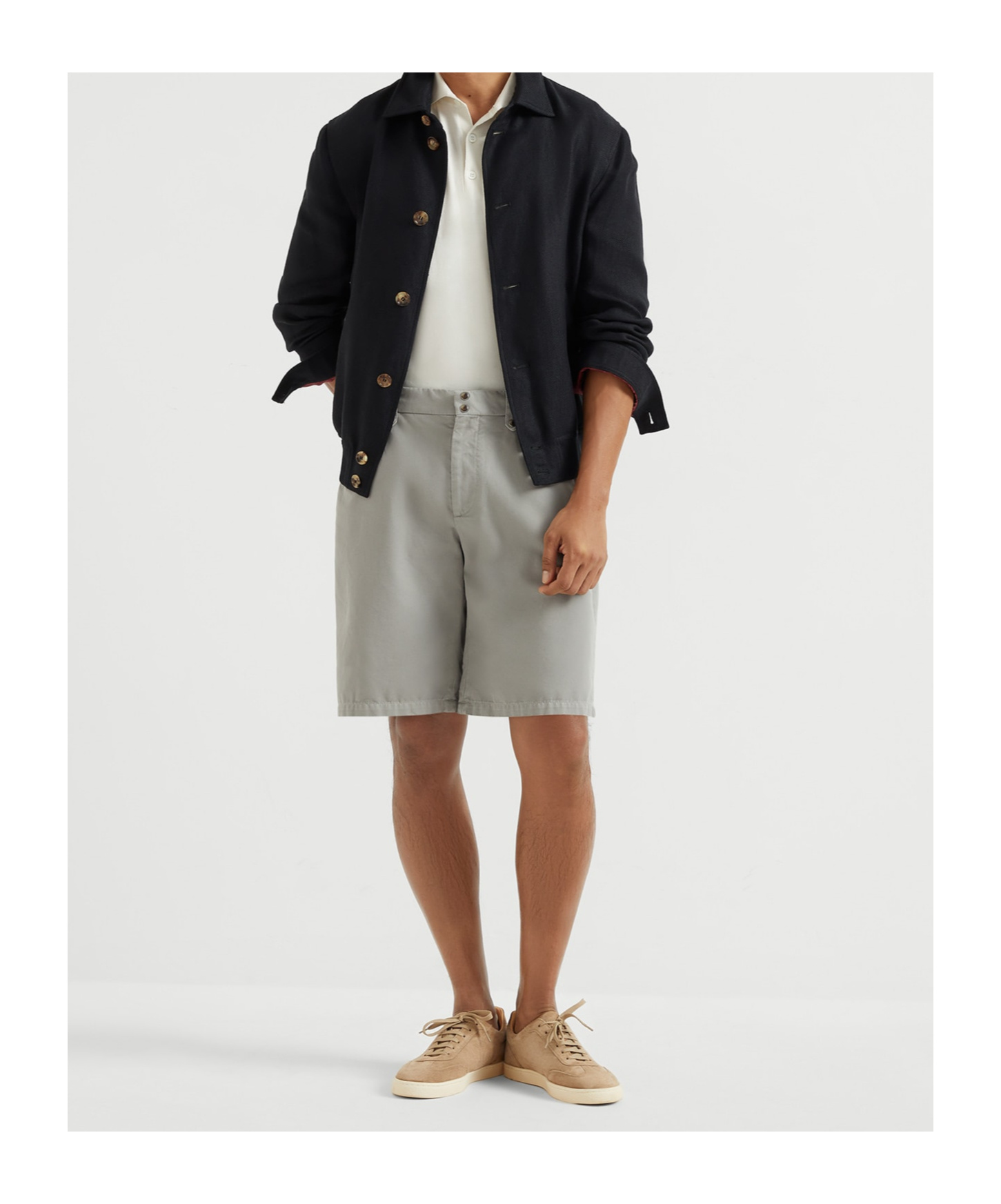 Brunello Cucinelli Gabardine-weave Bermuda Shorts In Khaki