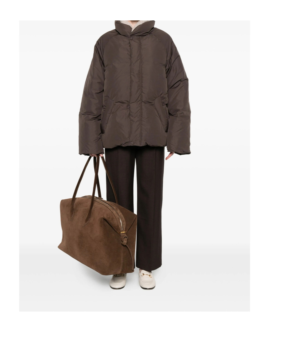 Low Classic Fleece-collar Puffer Jacket In Brown