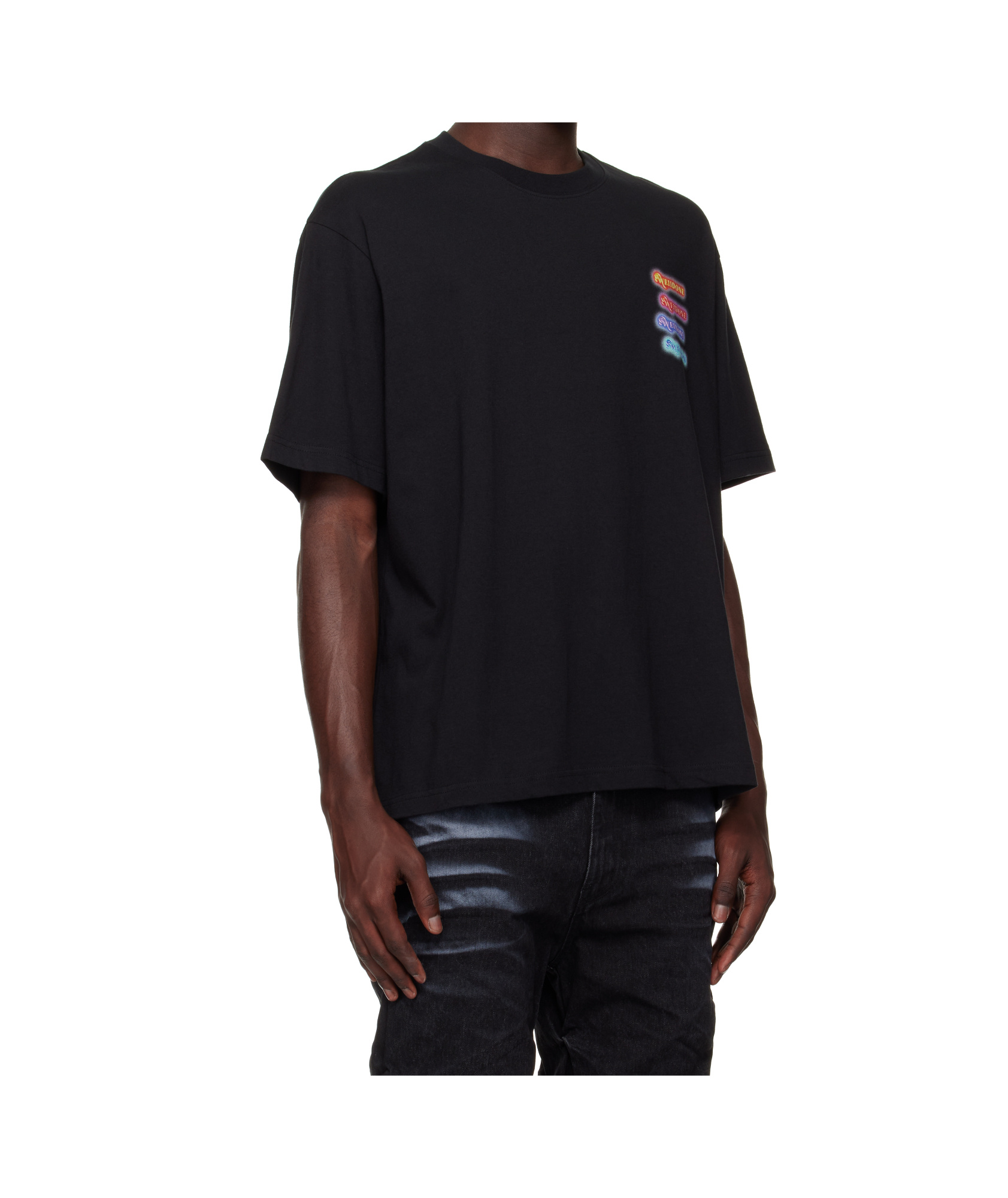 We11 Done Neon Logo Short Sleeved T-shirt In Black