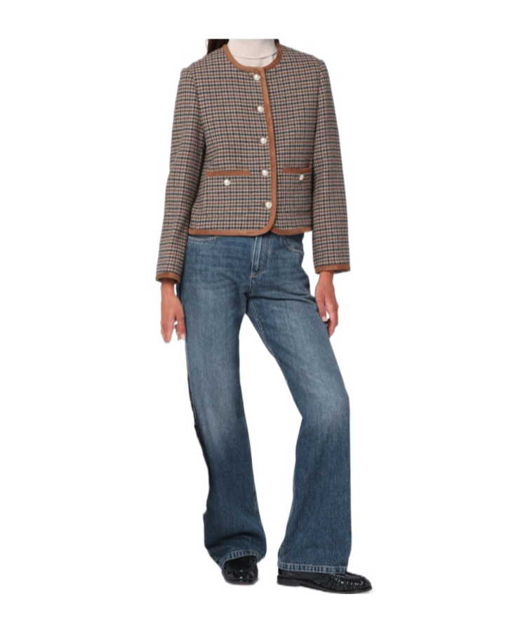 Dunst Houndstooth Pearl-button Jacket In Gray