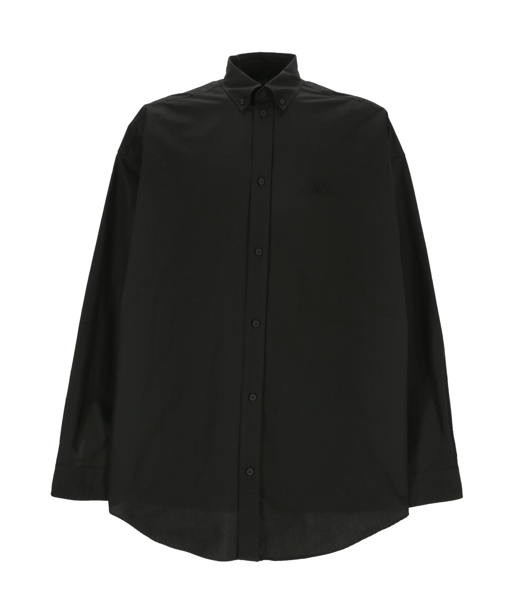 Shop Balenciaga Oversized Cotton Shirt In Black