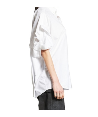 Balenciaga Pocketed Short Sleeve Shirt With Curved Hem In White
