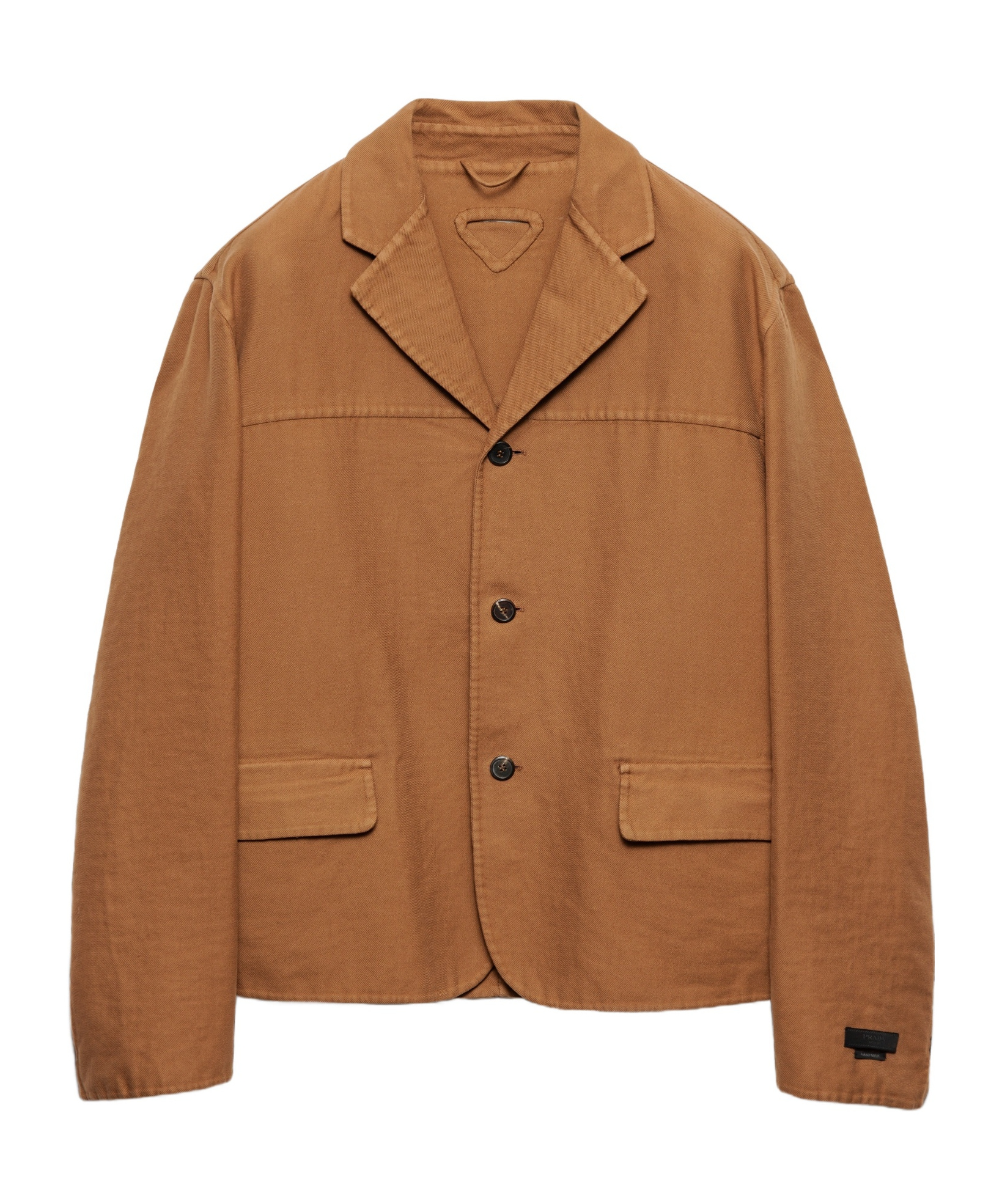 Prada Single-breasted Cotton Jacket In Caramel Color