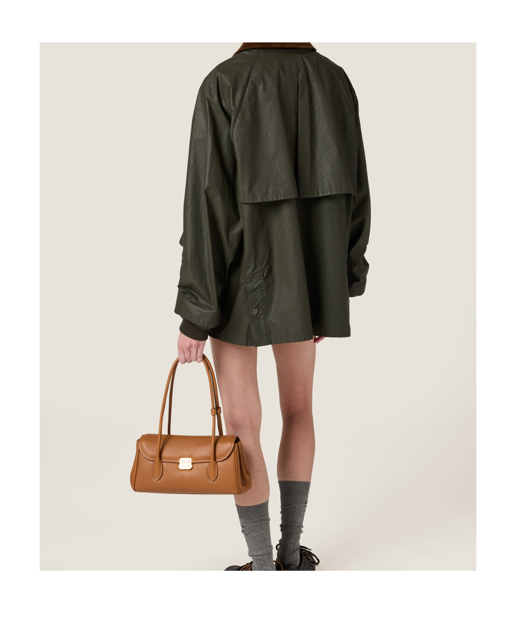Miu Miu Resin-finish Poplin Caban Jacket In Black