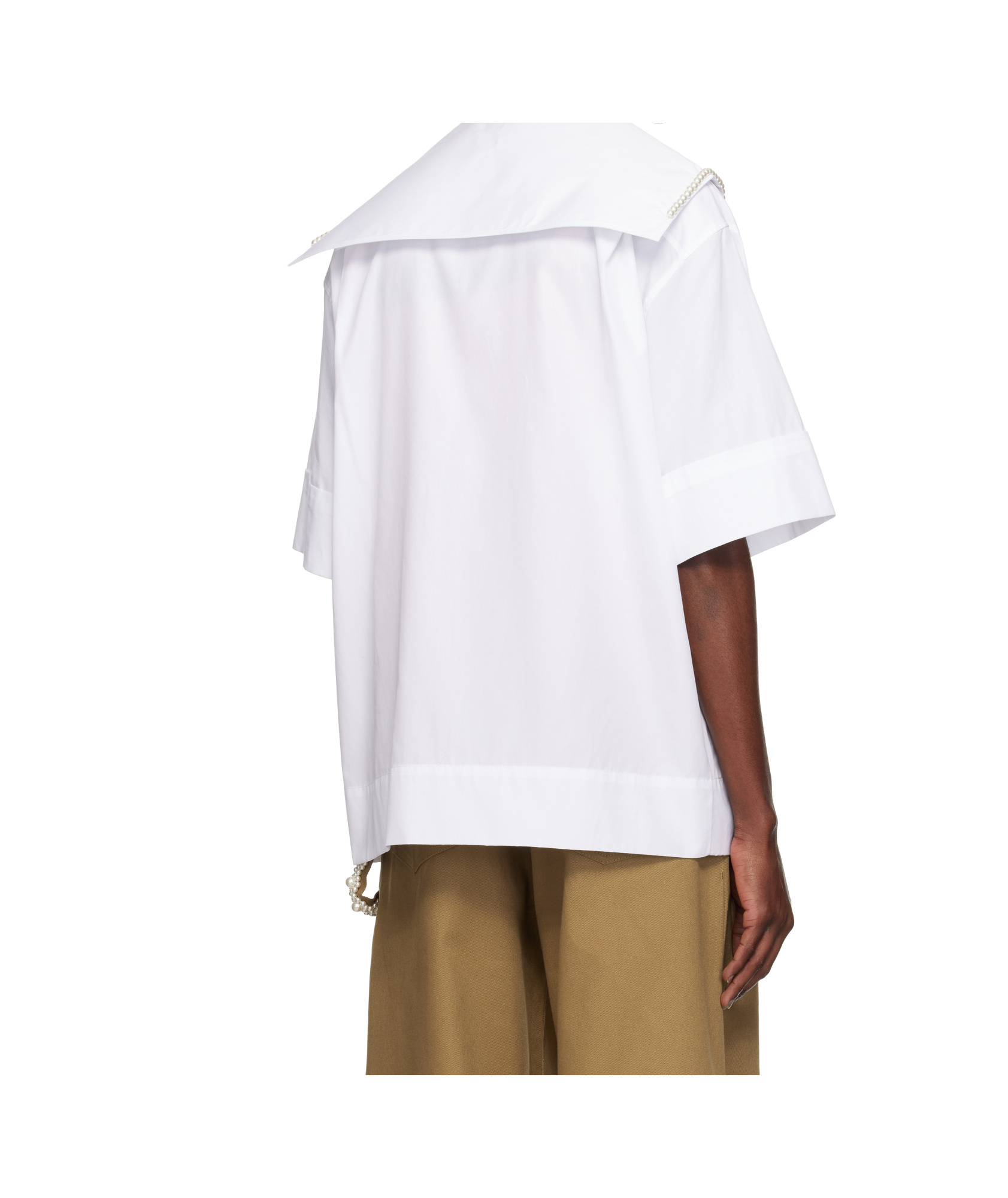 Simone Rocha Cargo Flap Pocket Sailor Collar Shirt In White