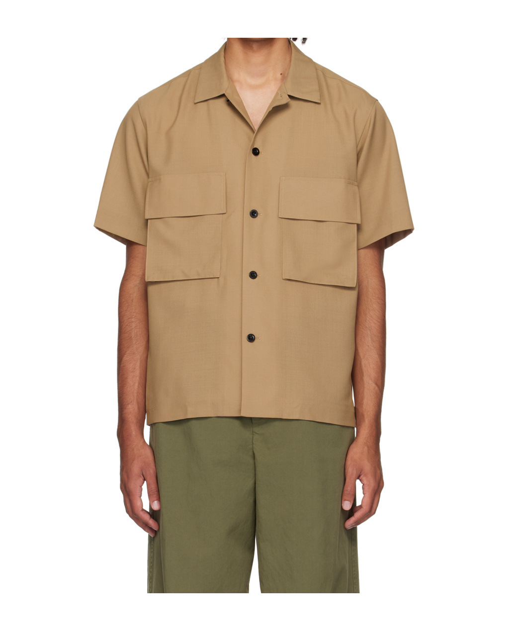 Sacai Lapel Shirt In Nude