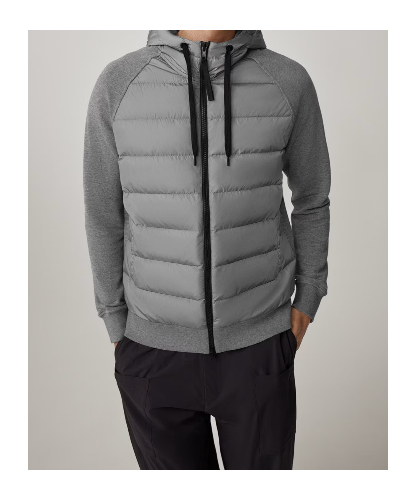 Canada Goose Hybridge Huron 675 Fill Power Hooded Down Sweatshirt Jacket In Gray