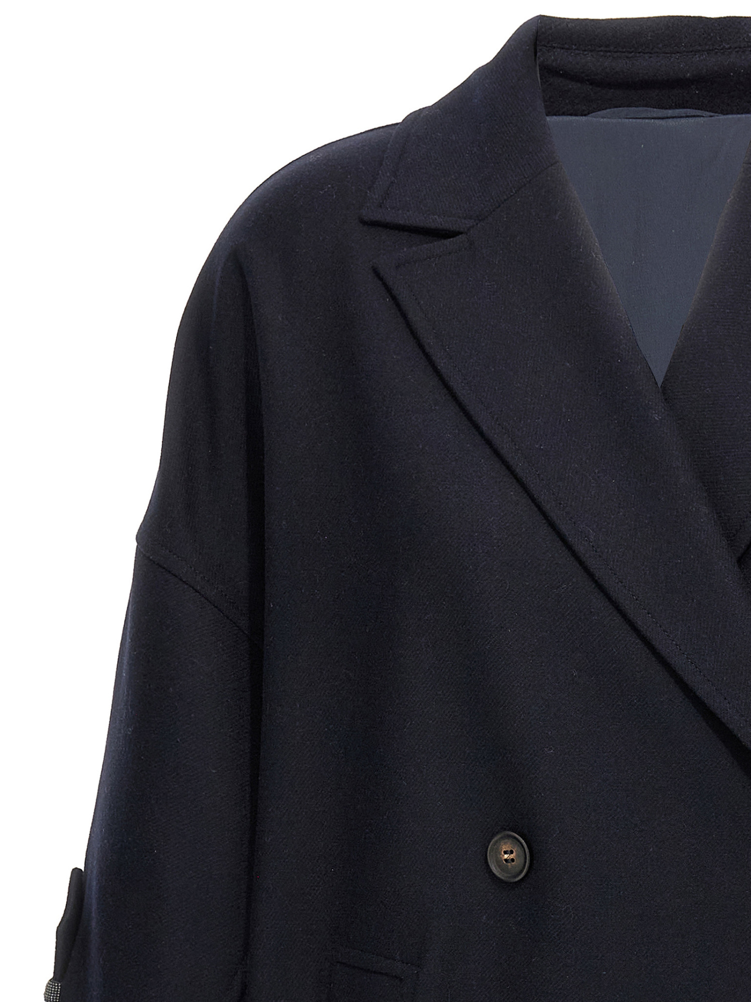 Brunello Cucinelli Shiny Cuff Details Coats And Trench Coats Blue