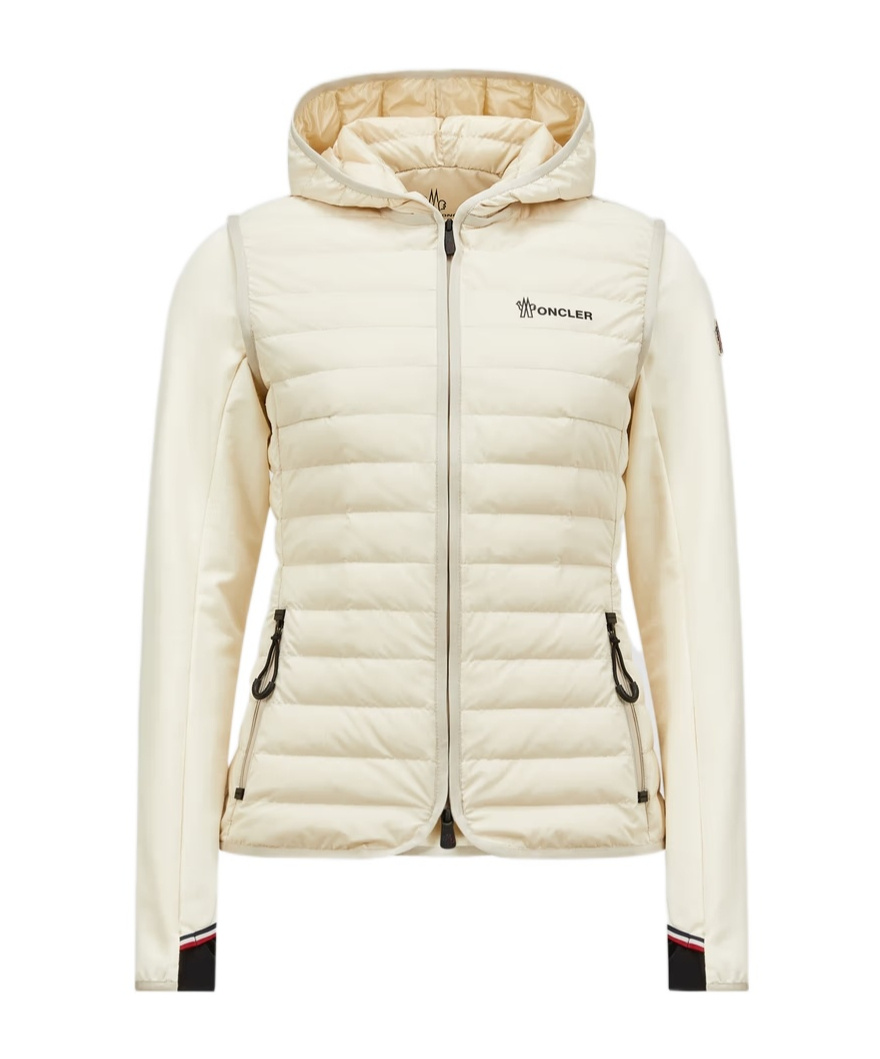 Moncler Sweat Zippé En Coton Matelassé In White