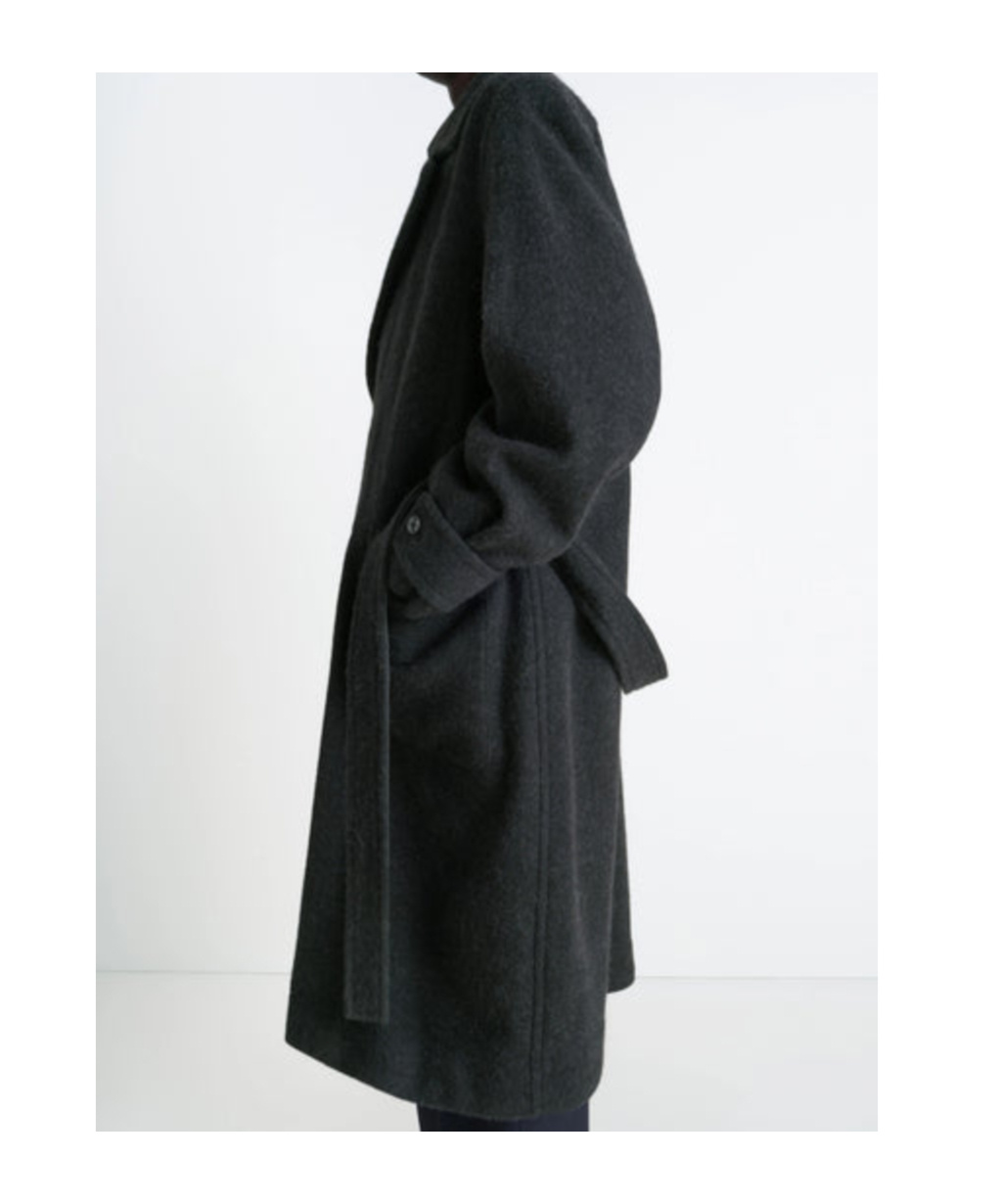 Lemaire Wool And Alpaca Long Coat With Belt In Black