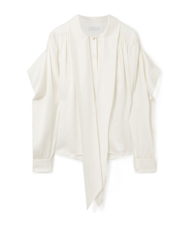 Stella Mccartney Neck-tie Shoulder Pad Long-sleeve Shirt In White